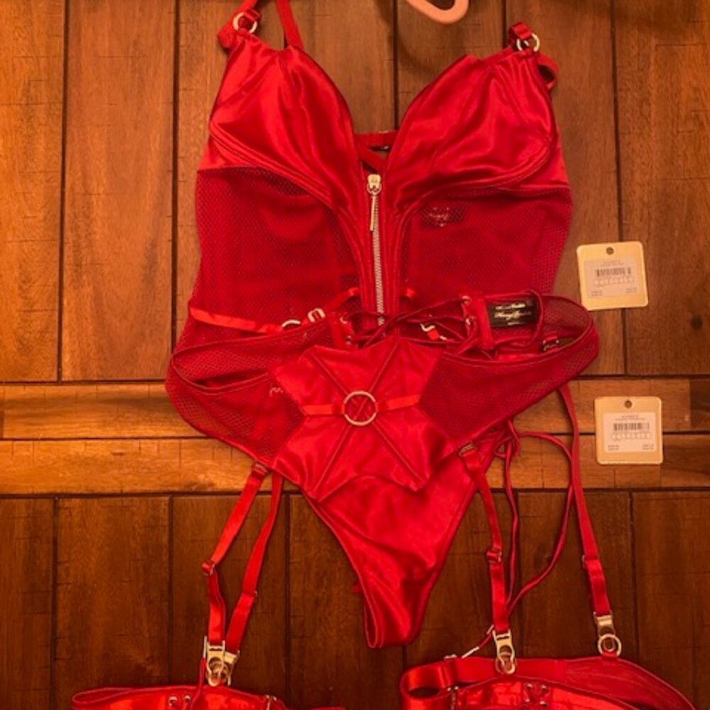 Honey Birdette Ganieve Bodysuit and Garter set